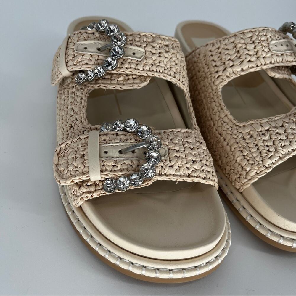 Dolce Vita Shauny Crystals Double Buckle Slide Sandals Beige - Size 6.5 - Picture 5 of 10